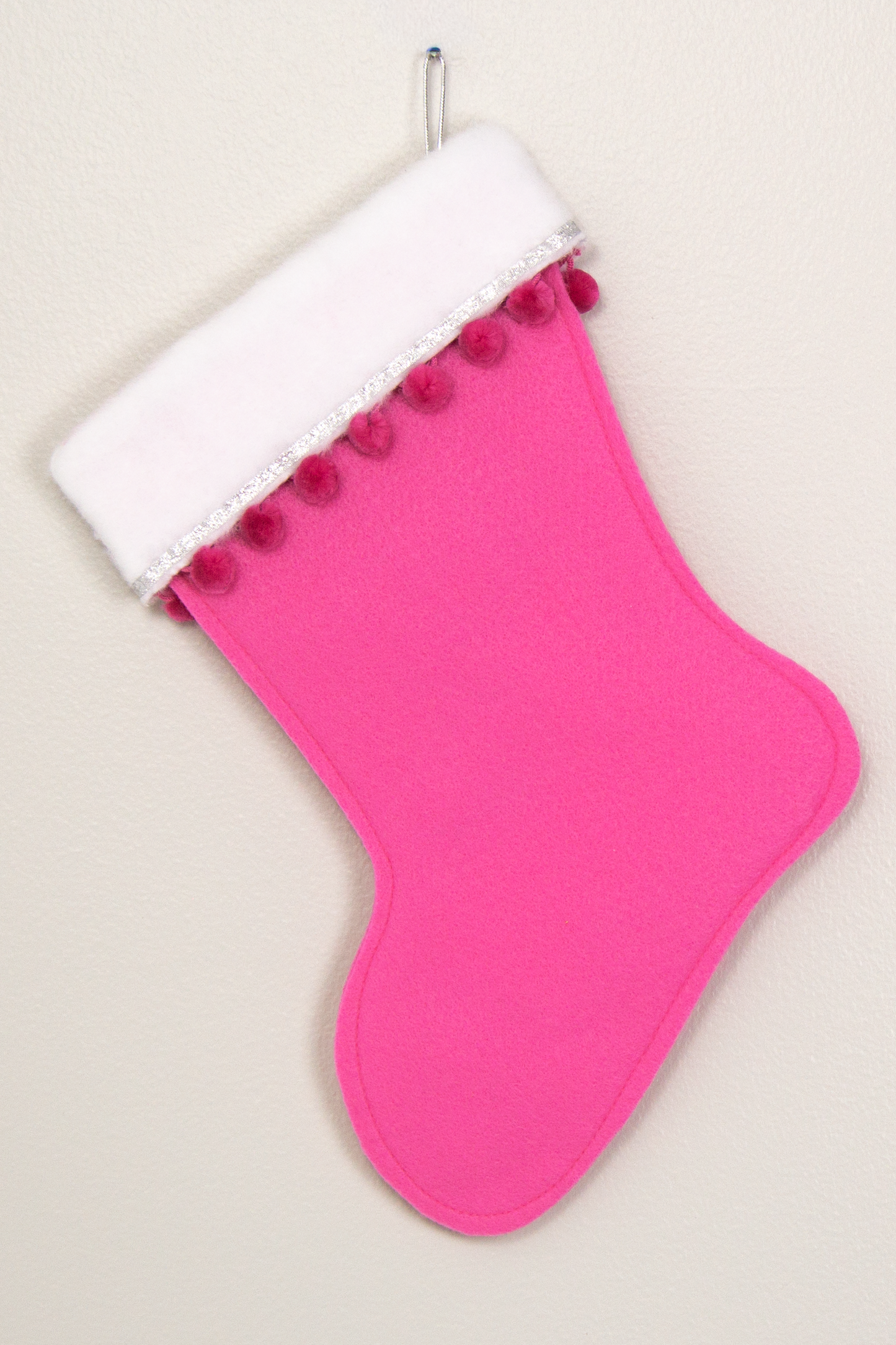 Candy pink Christmas stocking (back of  Corgi dog stocking)