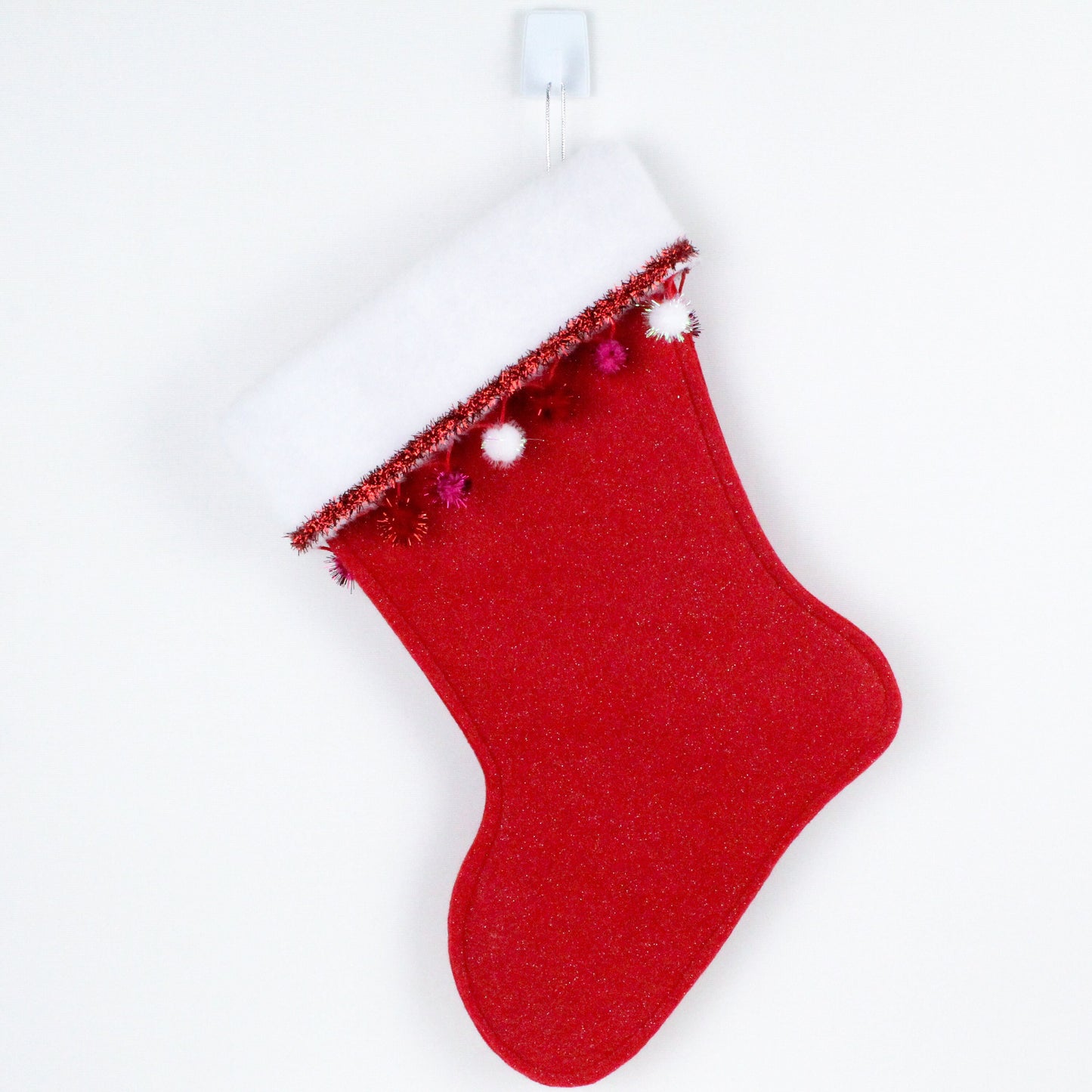 Pink flamingos on red felt Christmas stocking