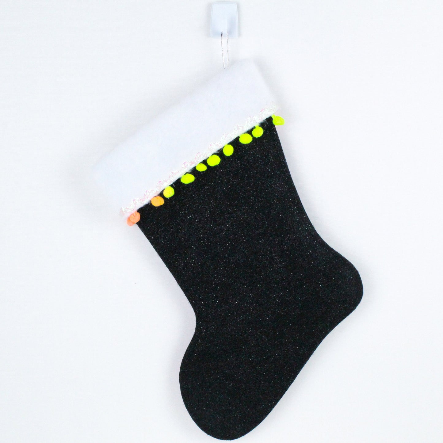 Pink flamingos on black felt Christmas stocking
