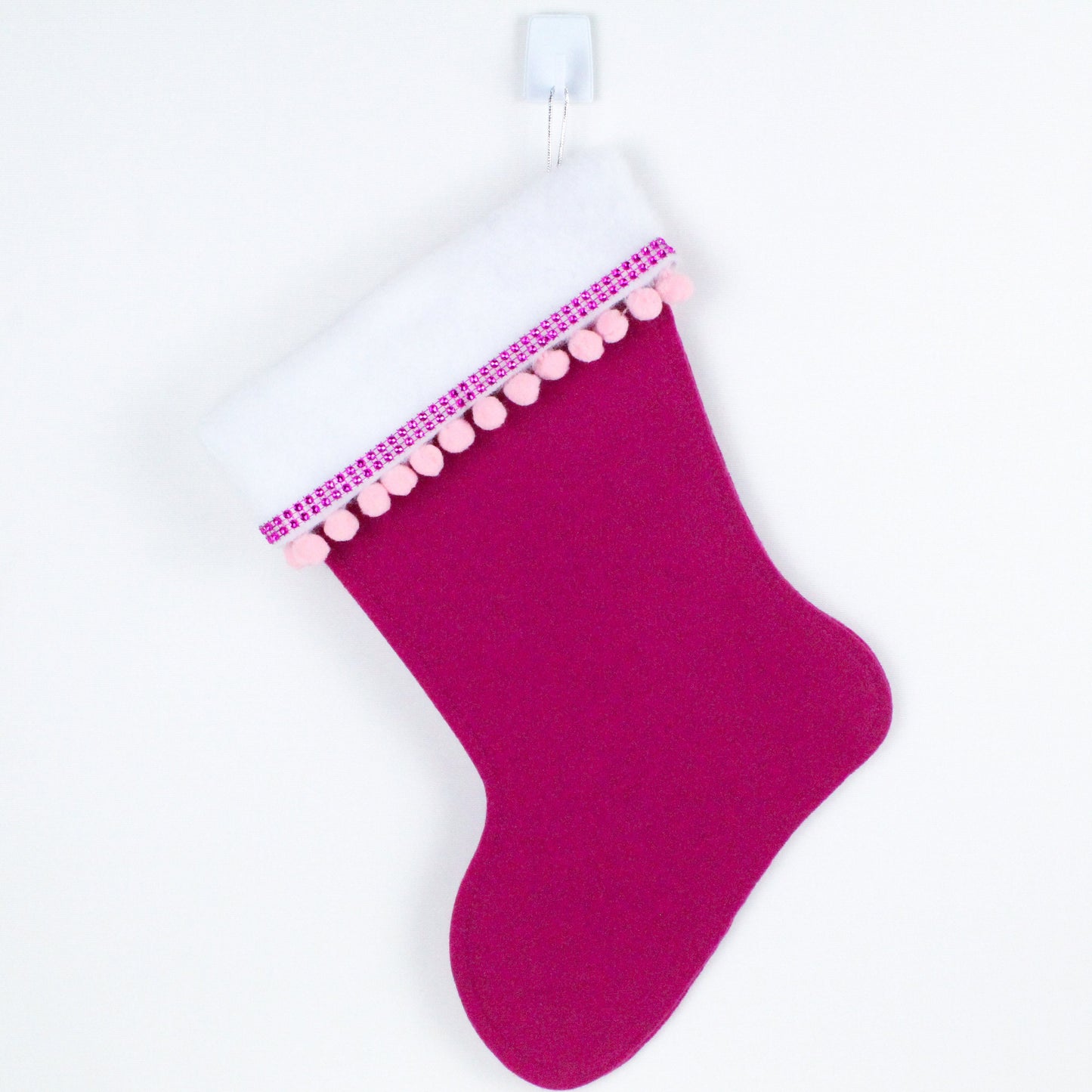 Pink flamingos on fuchsia felt Christmas stocking