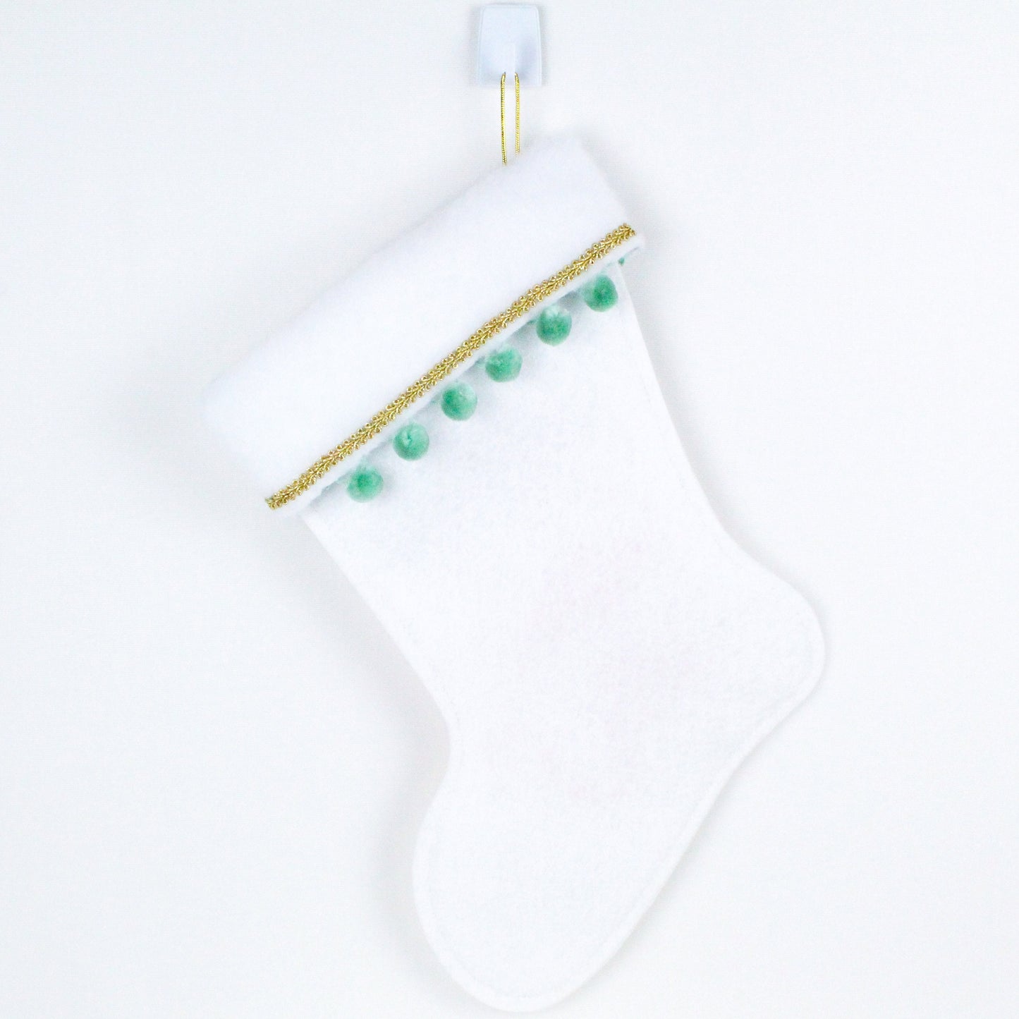 Coral flamingos on white felt Christmas stocking