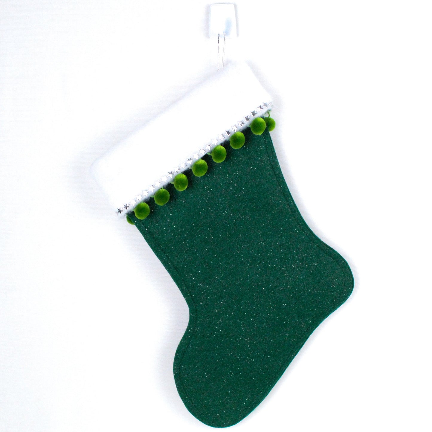 Dark green rocket Santa felt Christmas stocking