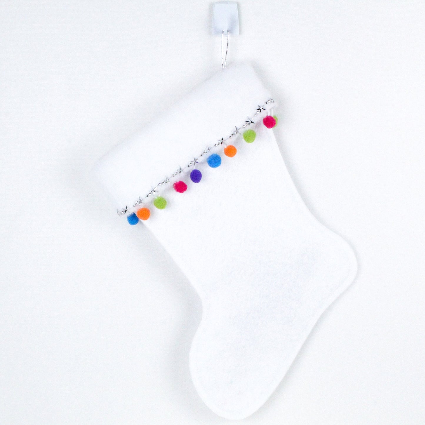 White rocket Santa felt Christmas stocking