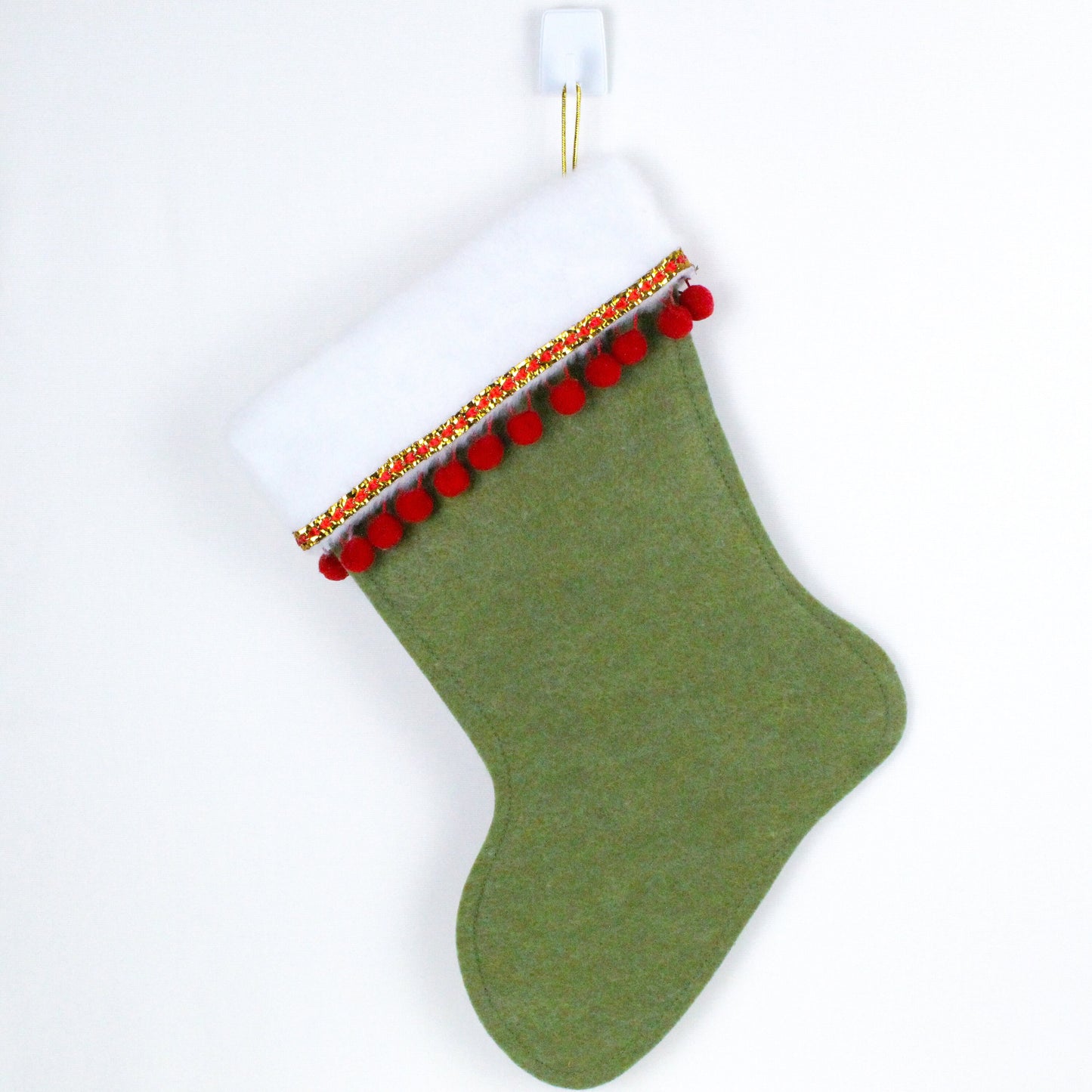 Olive green rocket Santa felt Christmas stocking