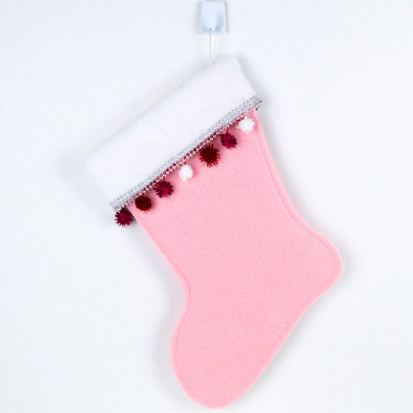 Light pink rocket Santa felt Christmas stocking