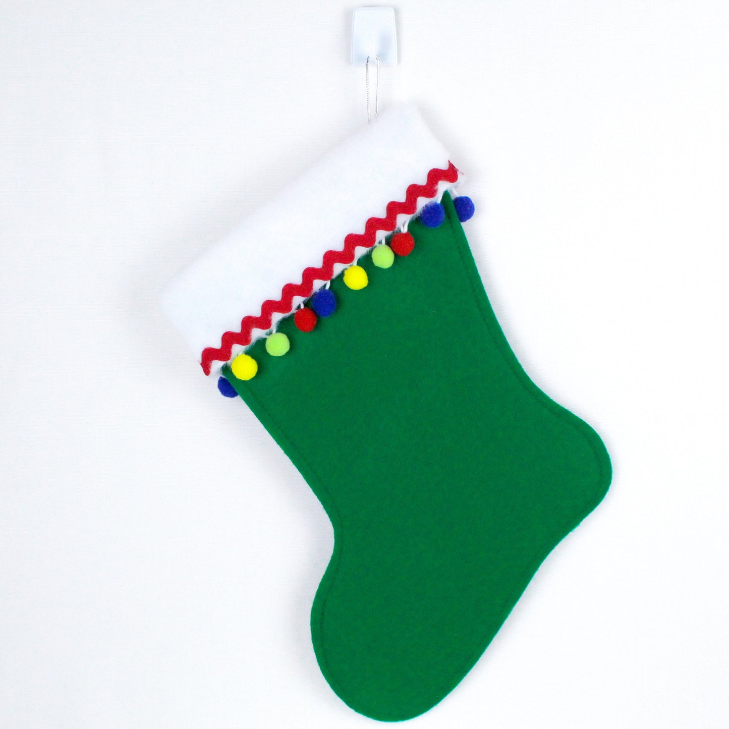 Holiday green rocket Santa felt Christmas stocking