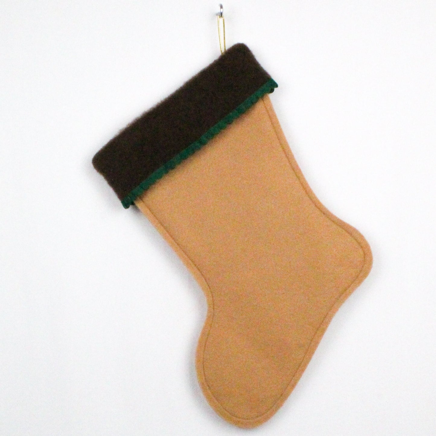 Tiki Santa on tan felt Christmas stocking