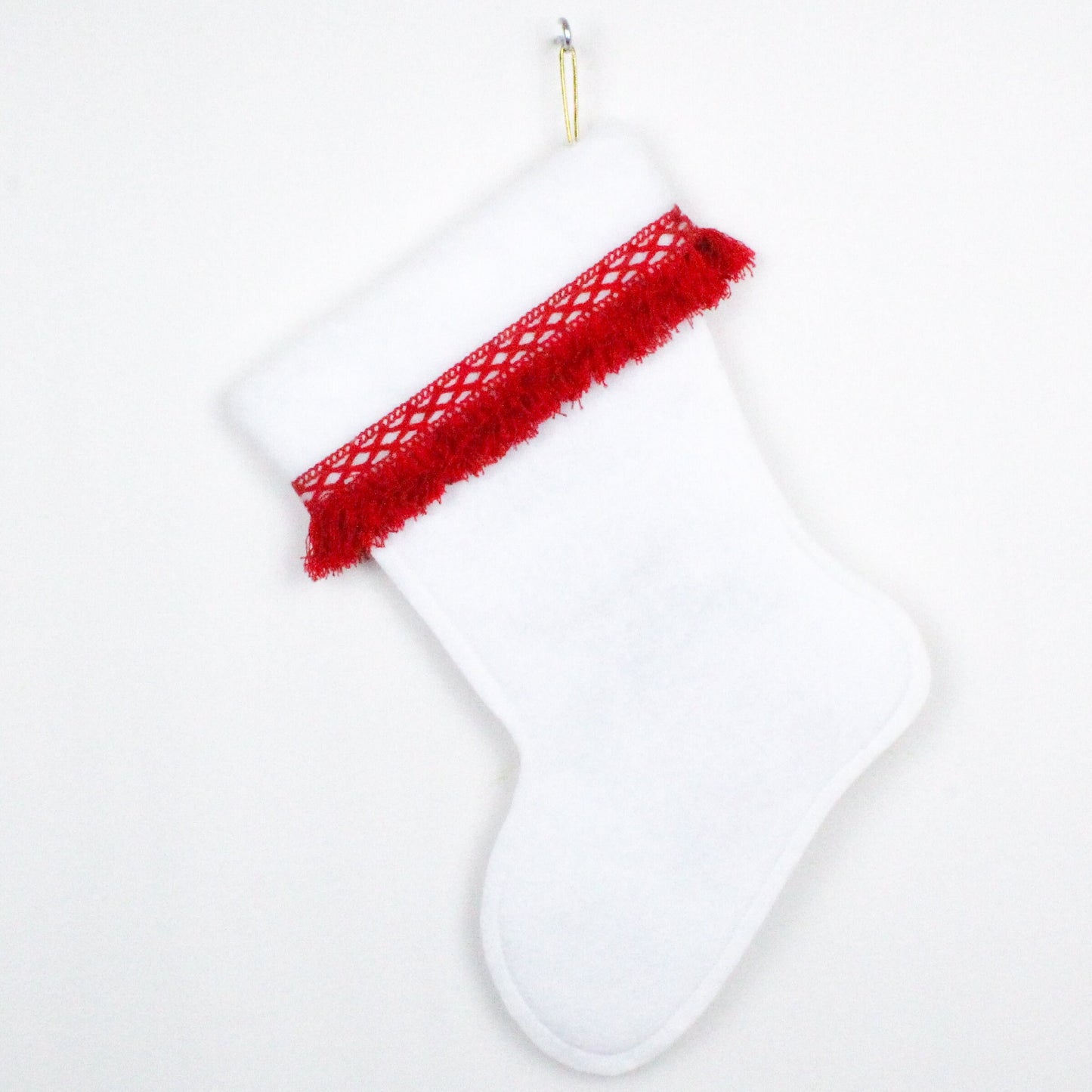 Tiki Santa on white glitter felt Christmas stocking