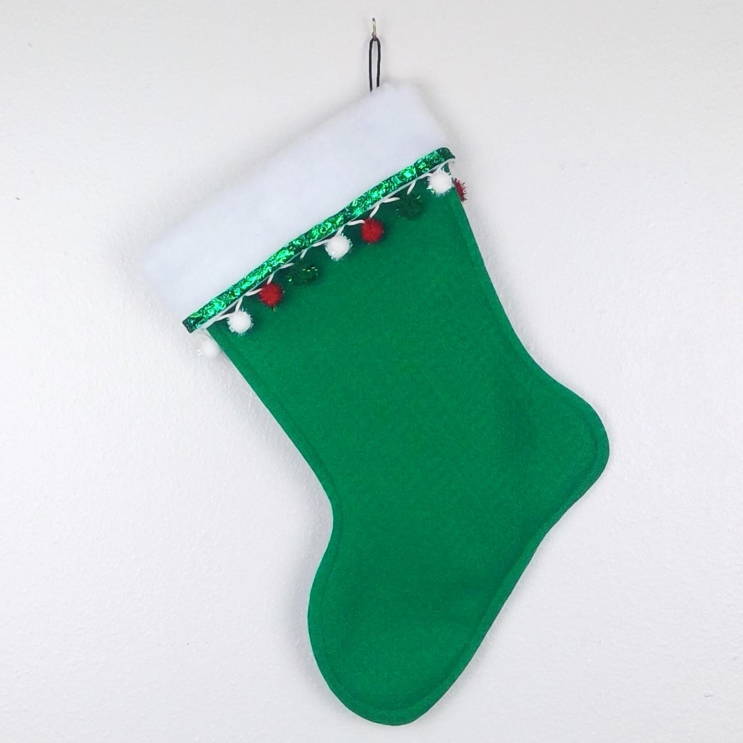 Tiki Santa on green felt Christmas stocking
