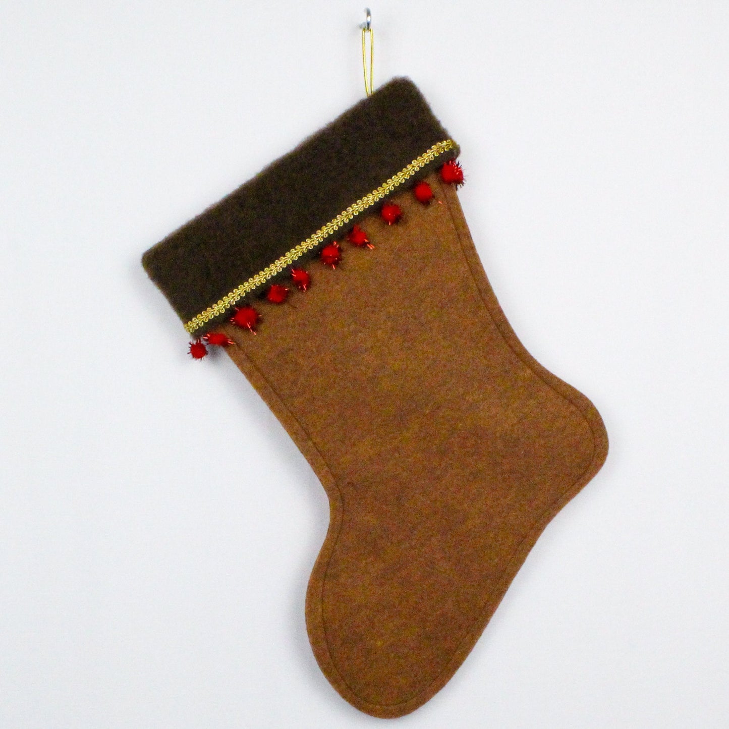 Yeti Santa on copper felt Christmas stocking
