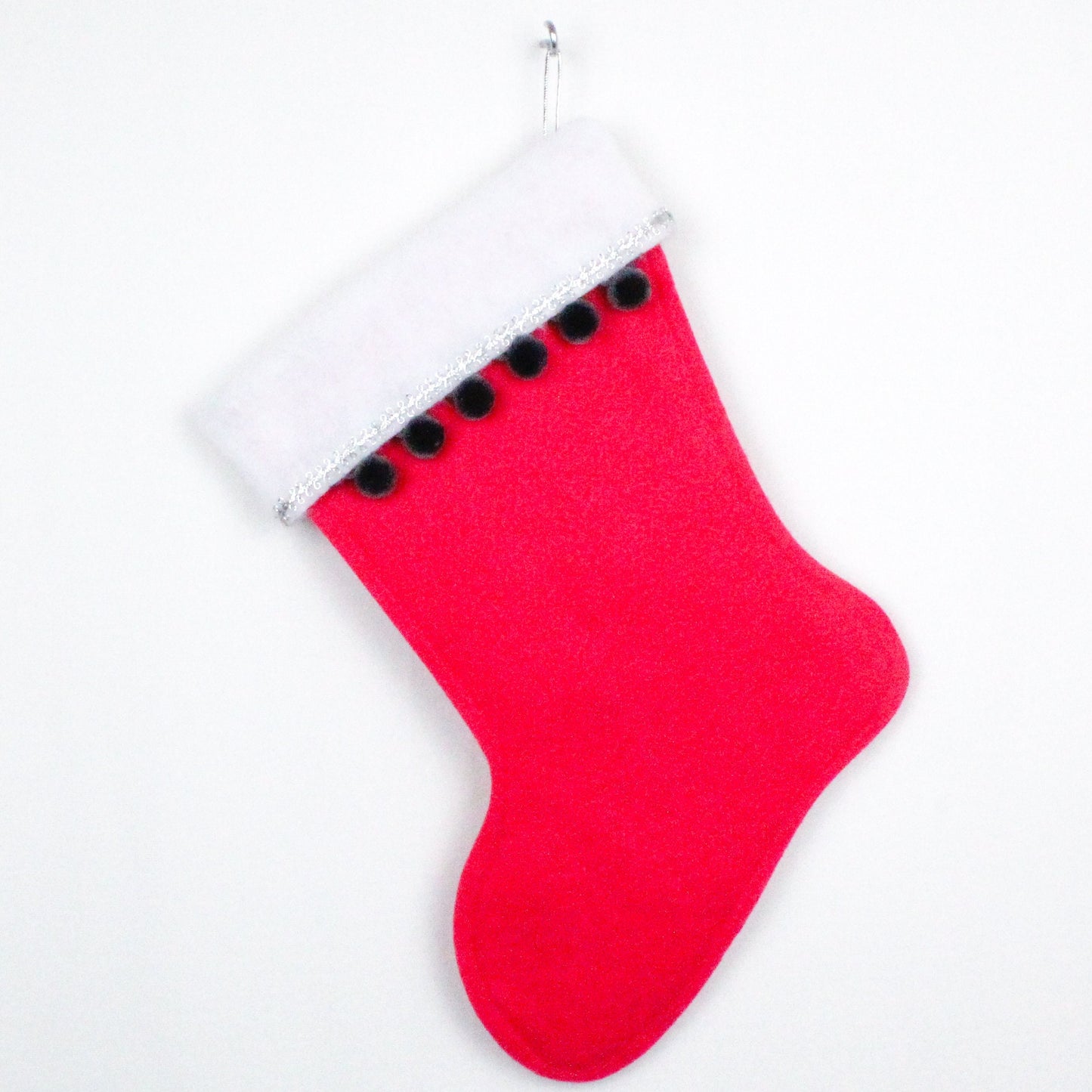 Gray cat on pink felt Christmas stocking