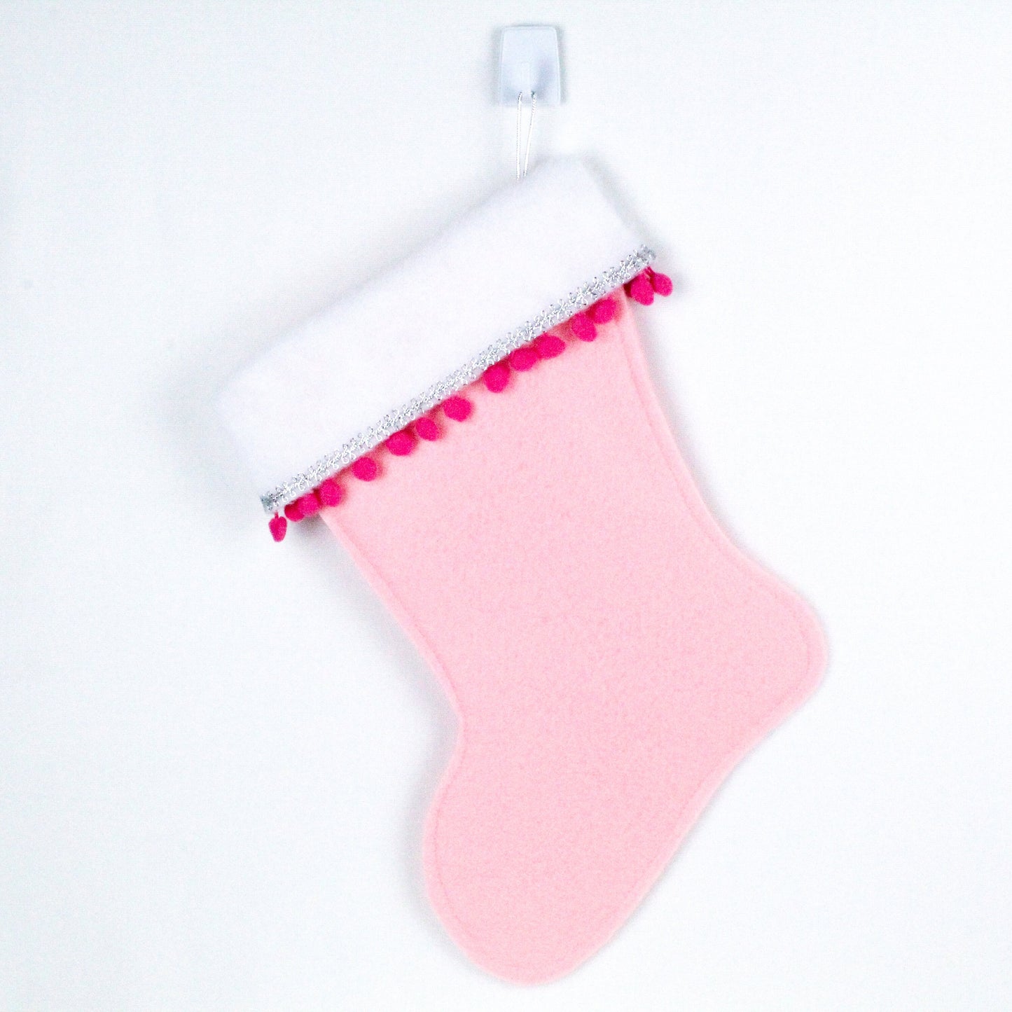 Pink cat on pink felt Christmas stocking