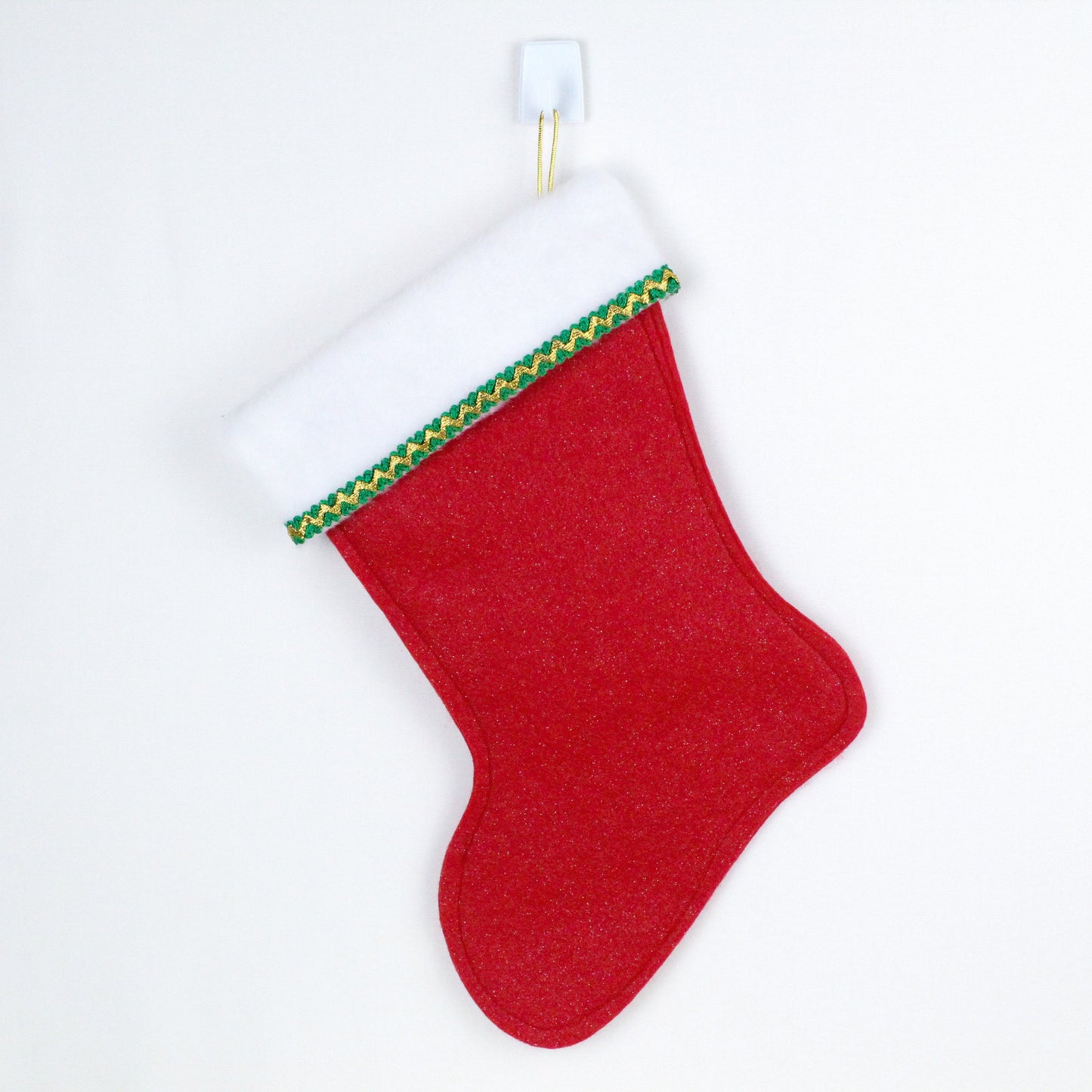 Black cat on red felt Christmas stocking