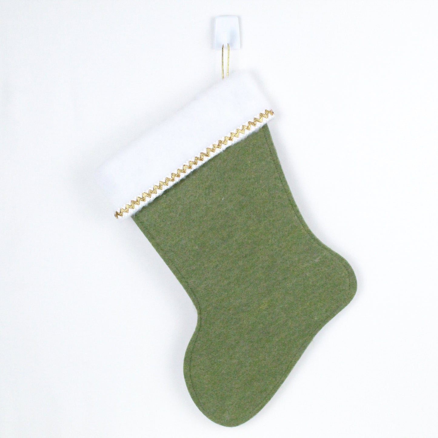Black cat on green felt Christmas stocking