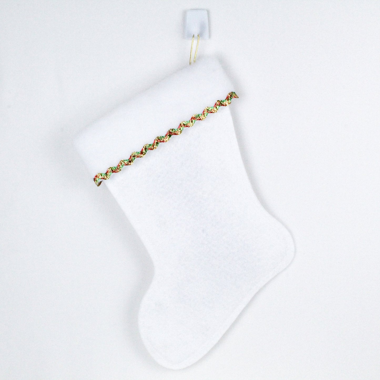 Black cat on white felt Christmas stocking