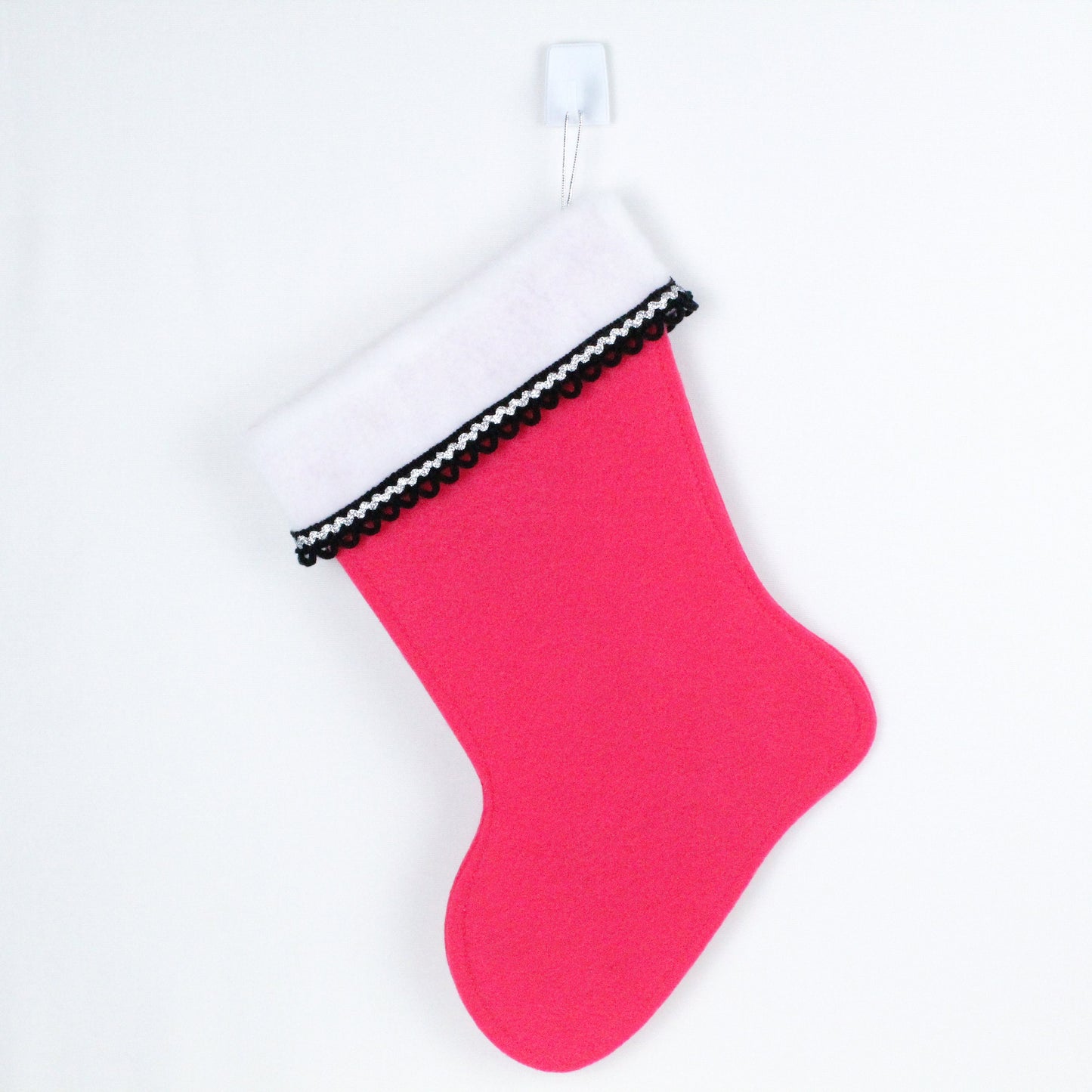 Black cat on pink felt Christmas stocking